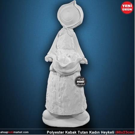 Polyester Kabak Tutan Kadın Heykeli (60x23cm)
