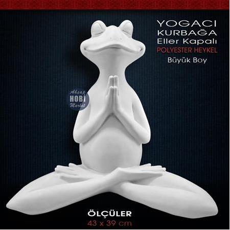 Yogacı Kurbağa Heykeli Dev Boy (43x39 cm) Eller Kapalı