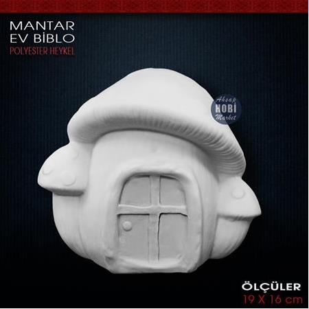 Mantar Ev Biblo Heykeli (19x16cm) Şirinler Evi Ham Polyester