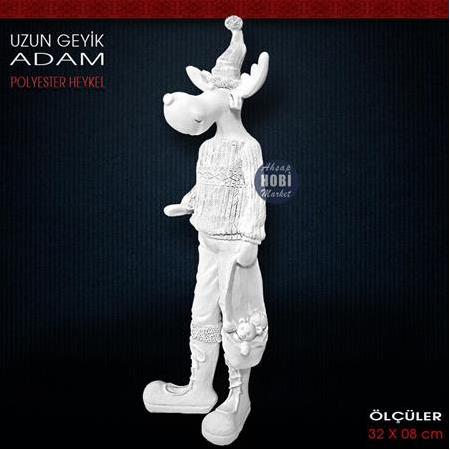 Uzun Geyik Adam Heykeli (32x8 cm) Ham Polyester