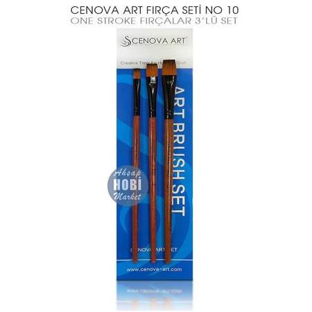 Cenova Art No:10 One Stroke Düz Kesik 3'lü Profesyonel Fırça Seti