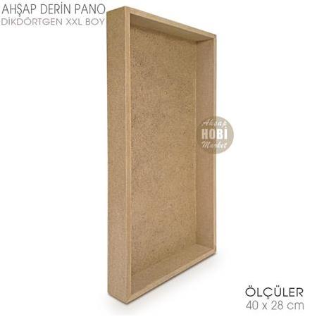 Ham Ahşap Derin Dikdörtgen Pano (40x28 cm) XXL Boy 3Boyutlu