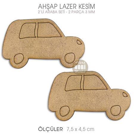 Araba Figürleri Seti (2 Parça) Ahşap Lazer Kesim