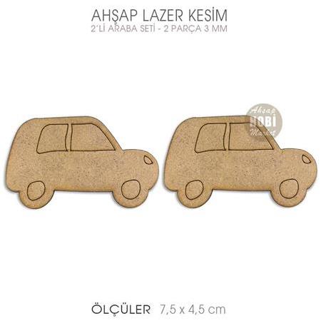 Araba Figürleri Seti (2 Parça) Ahşap Lazer Kesim