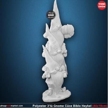 Polyester 3'lü Gnome Cüce Biblo Heykeli (44x18cm) HYK902