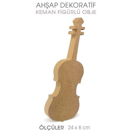 Ahşap Keman Figürlü Obje (24x8 cm)
