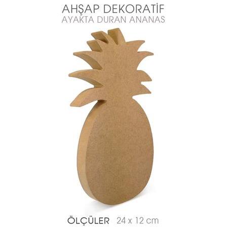 Ahşap Ayakta Durabilen Ananas Figürü (24x12 cm) Büyük Boy