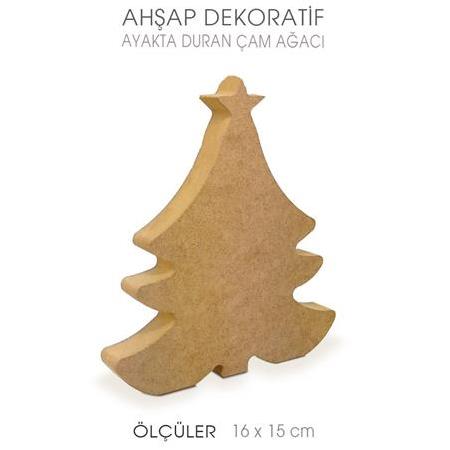 Ahşap Ayakta Durabilen Çam Ağacı (16x15 cm) Ham