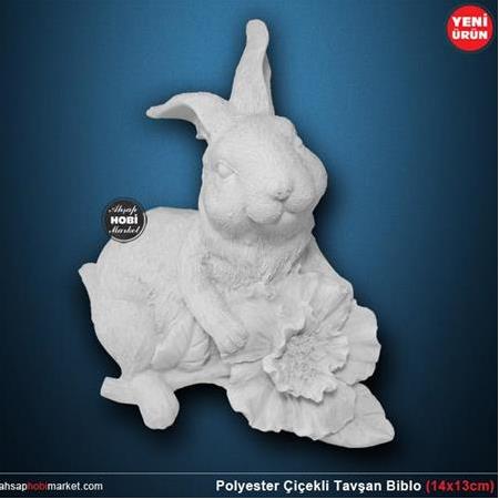 Polyester Çiçekli Tavşan Biblo (14x13cm) HYK303
