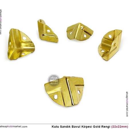 Sandık Köşesi Koruyucu Köşebent Vidalı (22x22mm) Altın Rengi