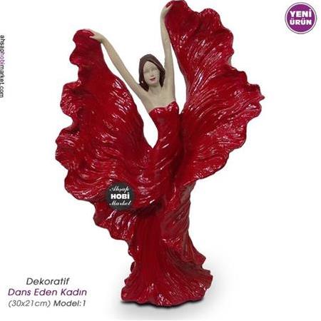Dekoratif Dans Eden Kadın Heykeli Model 1 (30x21cm)