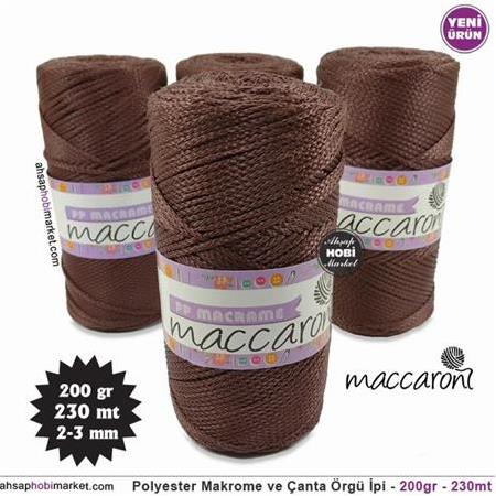 Polyester Makrome ve Çanta Örgü İpi - Kahverengi - 200gr - 230mt