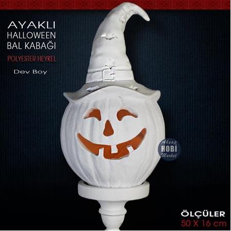 Ayaklı Bal Kabağı Heykeli Dev Boy (50x16 cm) Ham Polyester