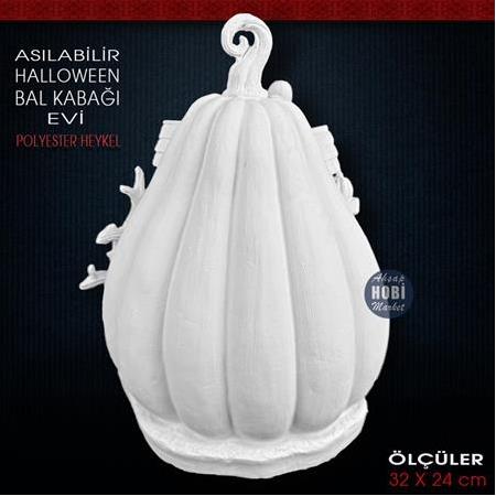 Asılabilir Bal Kabağı Evi (32x24 cm) Ham Polyester Halloween