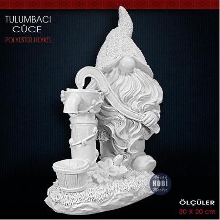 Tulumbacı Cüce Heykeli (30x20 cm) Ham Polyester