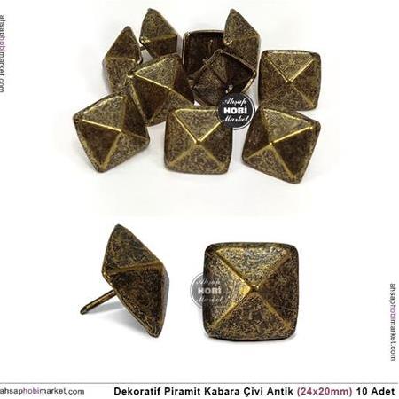 Dekoratif Piramit Kabara Çivi Antik (24x20mm) 10 Adet