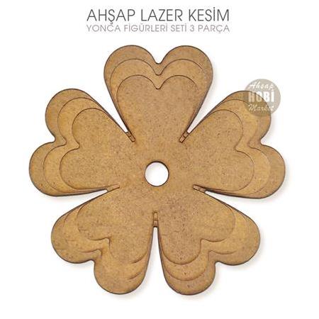 Ahşap Yonca Yaprağı Figürleri Seti (3 Parça) Lazer Kesim