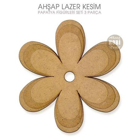 Ahşap Papatya Figürleri Seti (3 Parça) Lazer Kesim