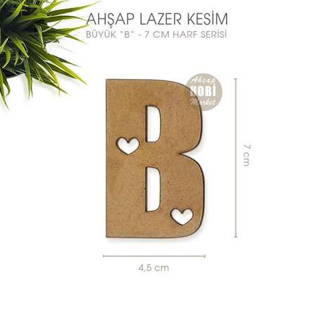 Ahsap B Harfi Büyük (7x4,5 cm) Lazer Kesim