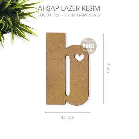 Ahsap b Harfi Küçük (7x4,5 cm) Lazer Kesim