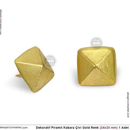 Dekoratif Piramit Kabara Çivi Gold Renk (24x20mm) 1 Adet