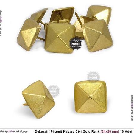 Dekoratif Piramit Kabara Çivi Gold (24x20mm) 10 Adet