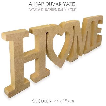 Ahşap Home Duvar Yazısı Kalın (44x15 cm)