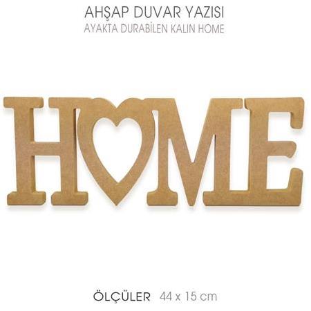Ahşap Home Duvar Yazısı Kalın (44x15 cm)