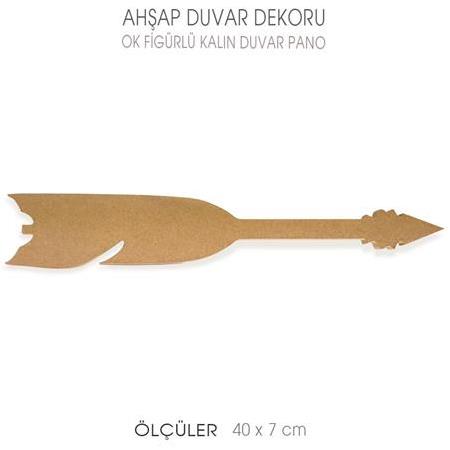 Ahşap Kalın Uzun Duvar Ok Figürü (40x7 cm)