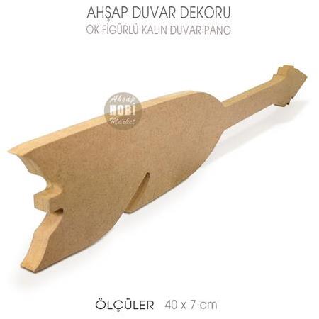 Ahşap Kalın Uzun Duvar Ok Figürü (40x7 cm)