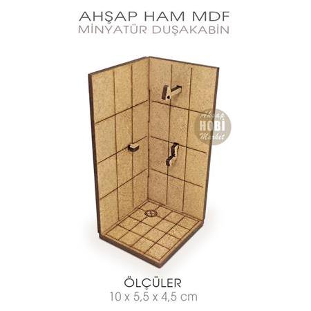 Minyatür Duşakabin (10x5,5 cm) Ahşap Lazer Kesim