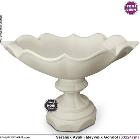 Seramik Ayaklı Oval Meyvelik Obje (34cmx23cm)