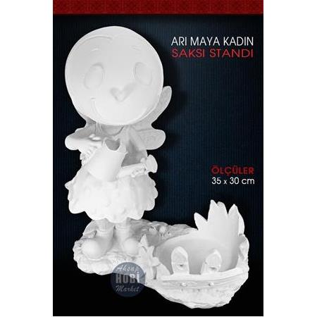 Arı Maya Kadın Saksı Standı (35x30cm) Ham Polyester