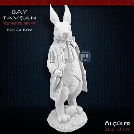 Polyester Büyük Bay Tavşan Heykeli (36x13cm)