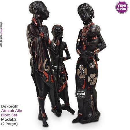 Dekoratif Afrikalı Aile Biblo Seti Model 2 (2 Parça) Bakır