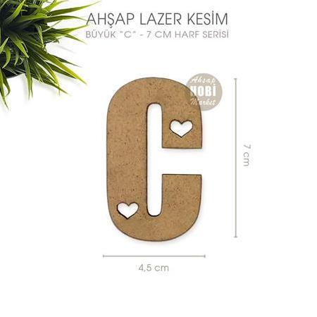 Ahsap C Harfi Büyük (7x4,5 cm) Lazer Kesim