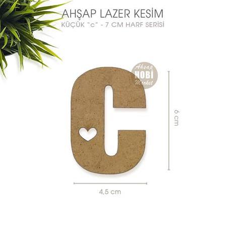 Ahsap c Harfi Küçük (6x4 cm) Lazer Kesim