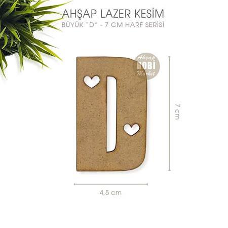 Ahsap D Harfi Büyük (7x4,5 cm) Lazer Kesim