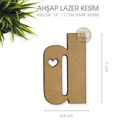Ahsap d Harfi Küçük (7x4,5 cm) Lazer Kesim