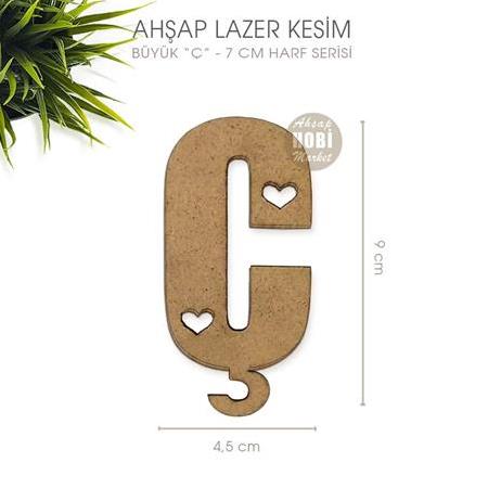 Ahsap Ç Harfi Büyük (8,5x4,5 cm) Lazer Kesim