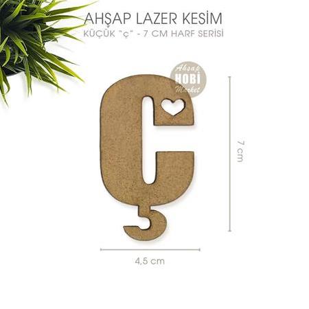 Ahsap ç Harfi Küçük (7,5x4 cm) Lazer Kesim