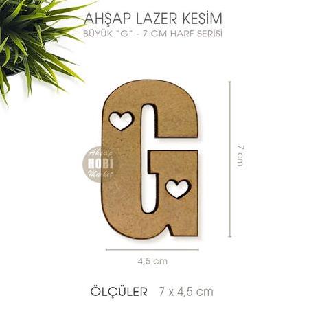 Ahsap G Harfi Büyük (7x4,5 cm) Lazer Kesim