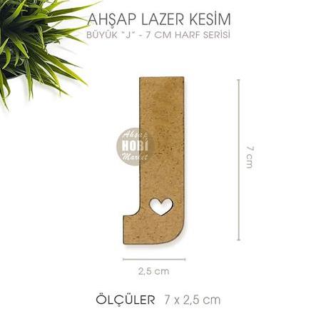 Ahsap J Harfi Büyük (7x2,5 cm) Lazer Kesim