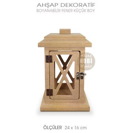 Ahşap Dekoratif Fener Asılabilir Küçük Boy (24x16 cm)