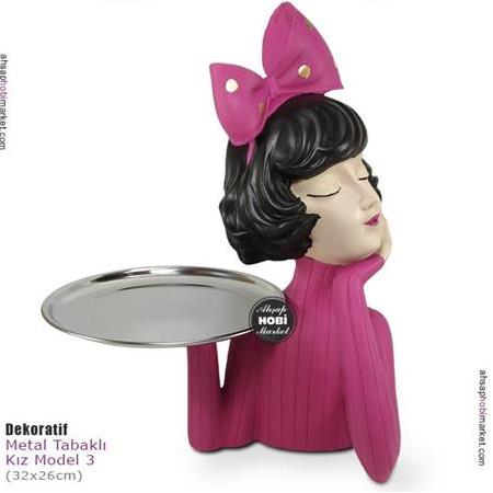 Dekoratif Metal Tabaklı Kız Model 3 (32x26cm)