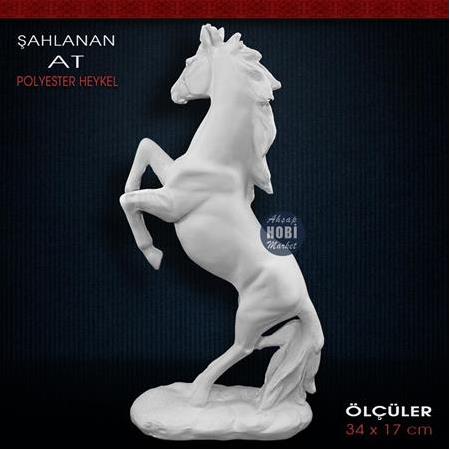 Şahlanan At Biblo Heykeli (34x17 cm) Ham Polyester