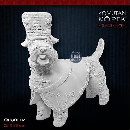 Komutan Köpek Heykeli (25x23 cm) Ham Polyester