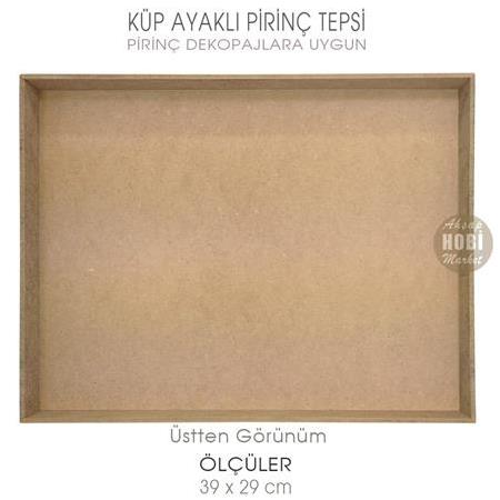 Küp Ayaklı Pirinç Dekopaj Tepsi (39x29 cm) Dikdörtgen