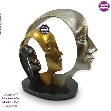 Dekoratif Modern Aile Maske Heykeli (23x22cm)