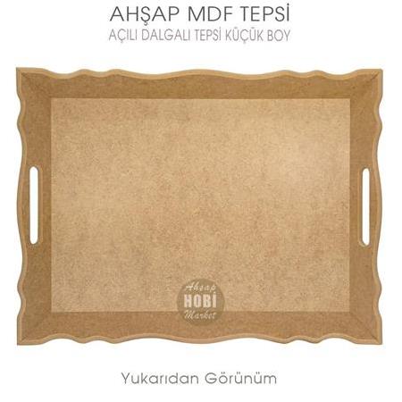 Ahşap Dalgalı Açılı Tepsi Orta Boy (39x30 cm) Ham